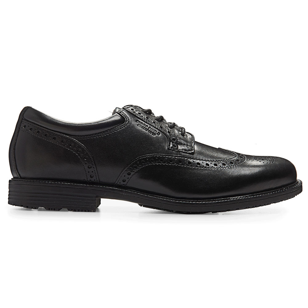 Zapatos De Vestir Rockport Hombre Mexico - Essential Details Waterproof Wingtip Negros - TGOSA4170